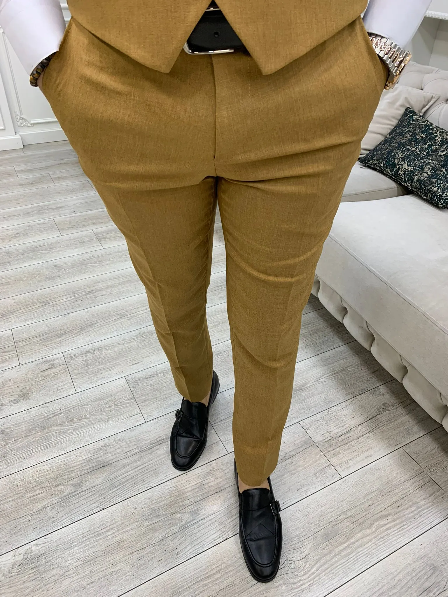 Stefano Mustard Slim Fit Suit - The Perfect Three-Piece Attire for Every Occasion