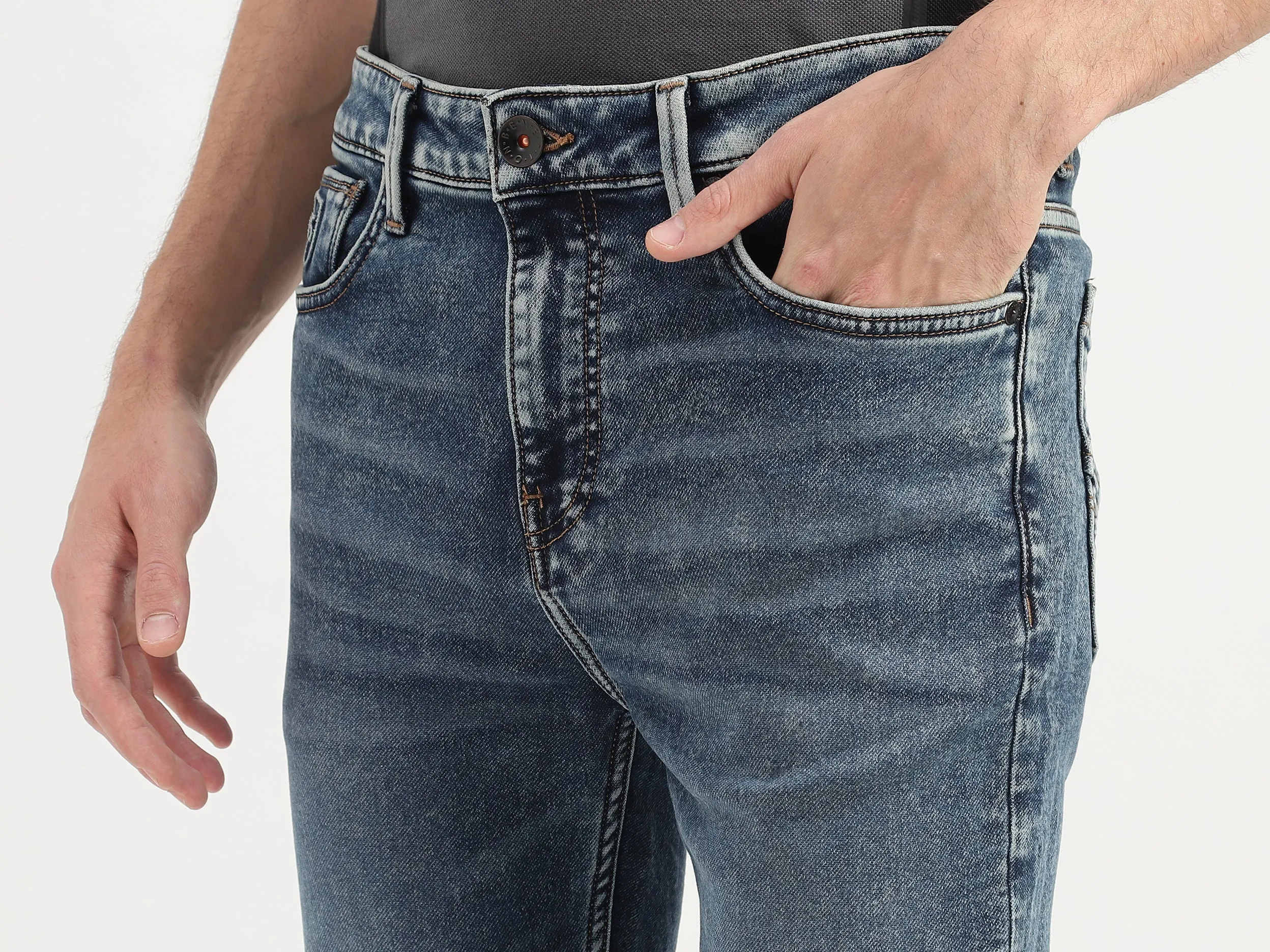 Stone Wash Low Rise Slim Fit Jeans