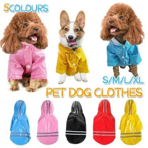 Stylish Outdoor Waterproof Dog Rain Jacket with Reflective Stripes