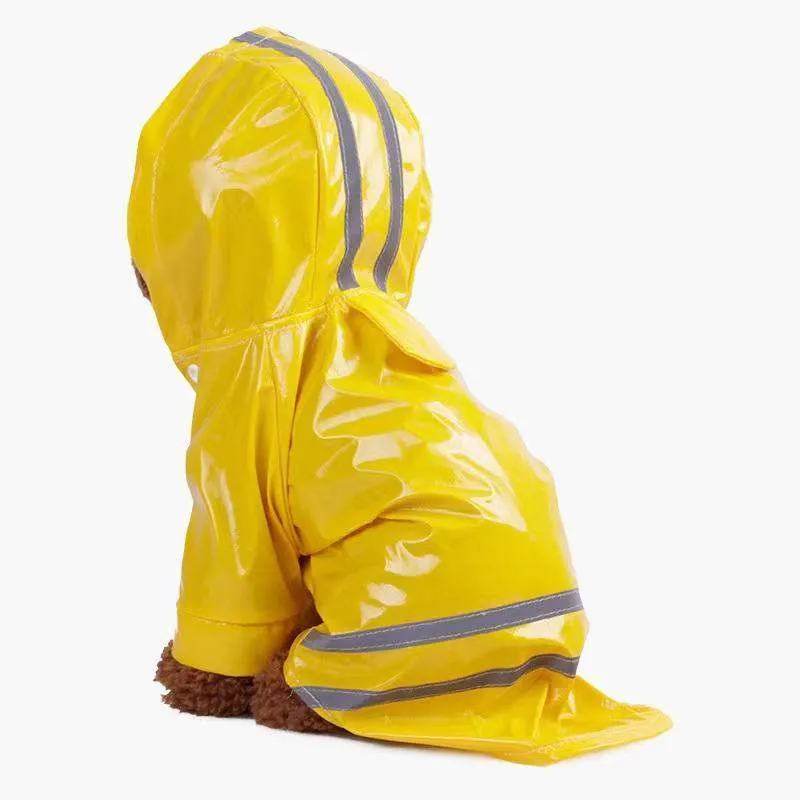 Stylish Outdoor Waterproof Dog Rain Jacket with Reflective Stripes