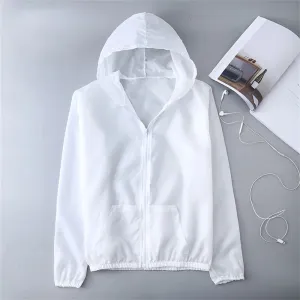Summer Ice Silk Sunscreen Clothing Women's Solid Color Ultra-thin Breathable Quick-drying Outdoor Men's Waterproof Hooded Jacket