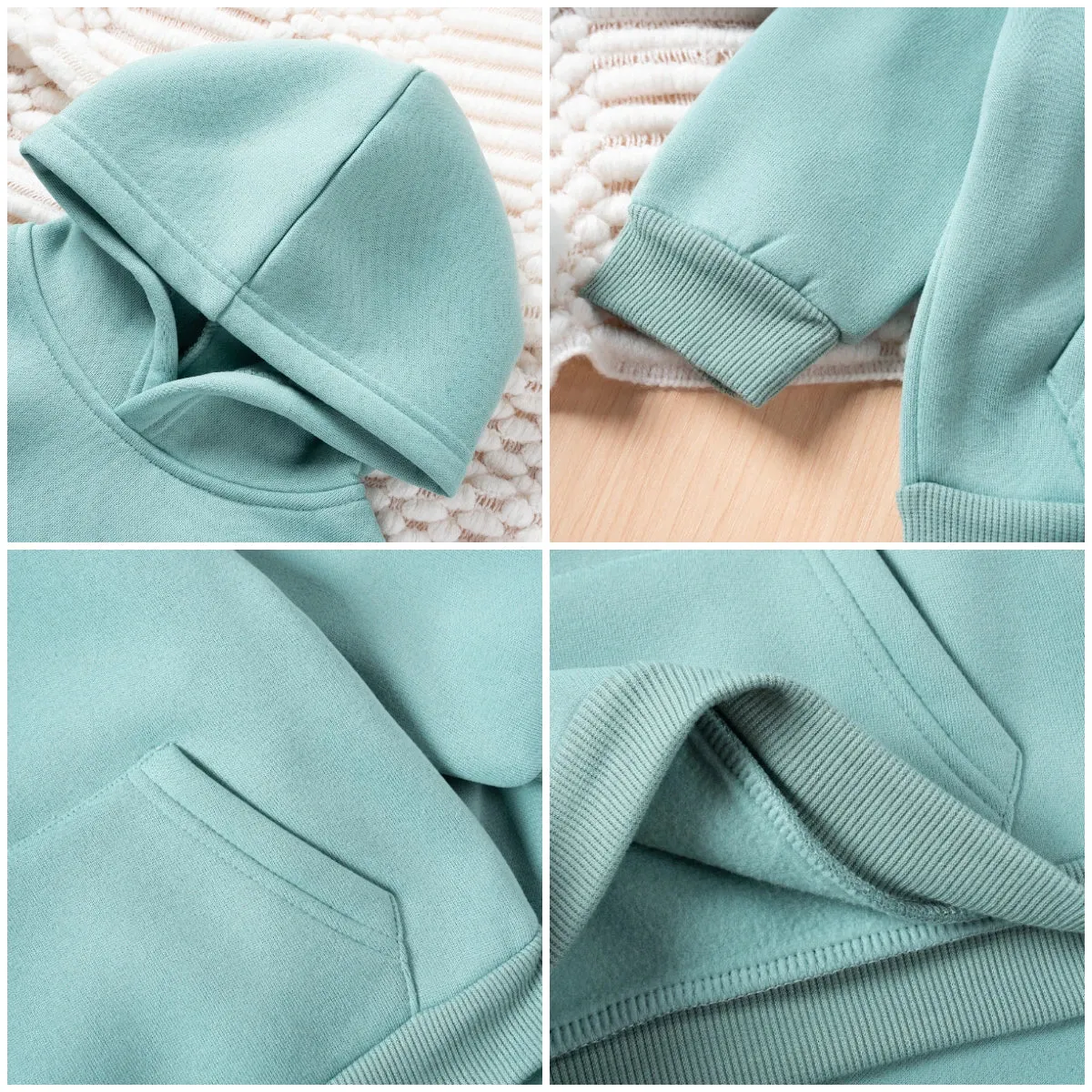 Toddler Winter Clothing with Plush Hooded Sweater