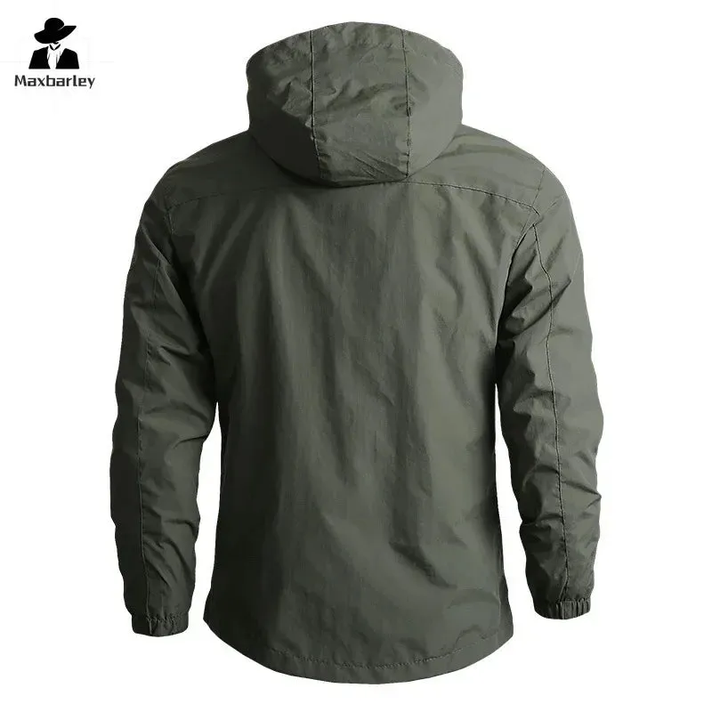 Unload Thin Jacket Men Waterproof Windproof Special Forces Hooded Climbing Coats Camo Spring Autumn Shark Skin Cargo Jackets