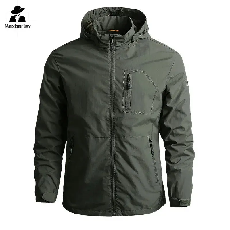 Unload Thin Jacket Men Waterproof Windproof Special Forces Hooded Climbing Coats Camo Spring Autumn Shark Skin Cargo Jackets