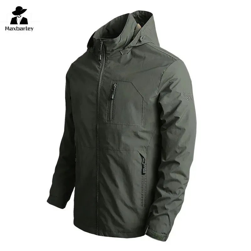 Unload Thin Jacket Men Waterproof Windproof Special Forces Hooded Climbing Coats Camo Spring Autumn Shark Skin Cargo Jackets