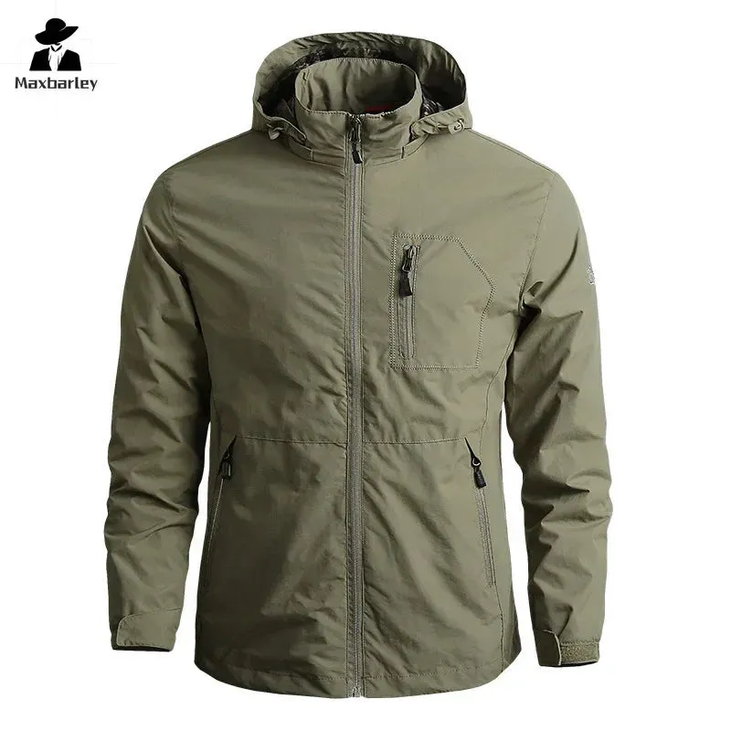 Unload Thin Jacket Men Waterproof Windproof Special Forces Hooded Climbing Coats Camo Spring Autumn Shark Skin Cargo Jackets