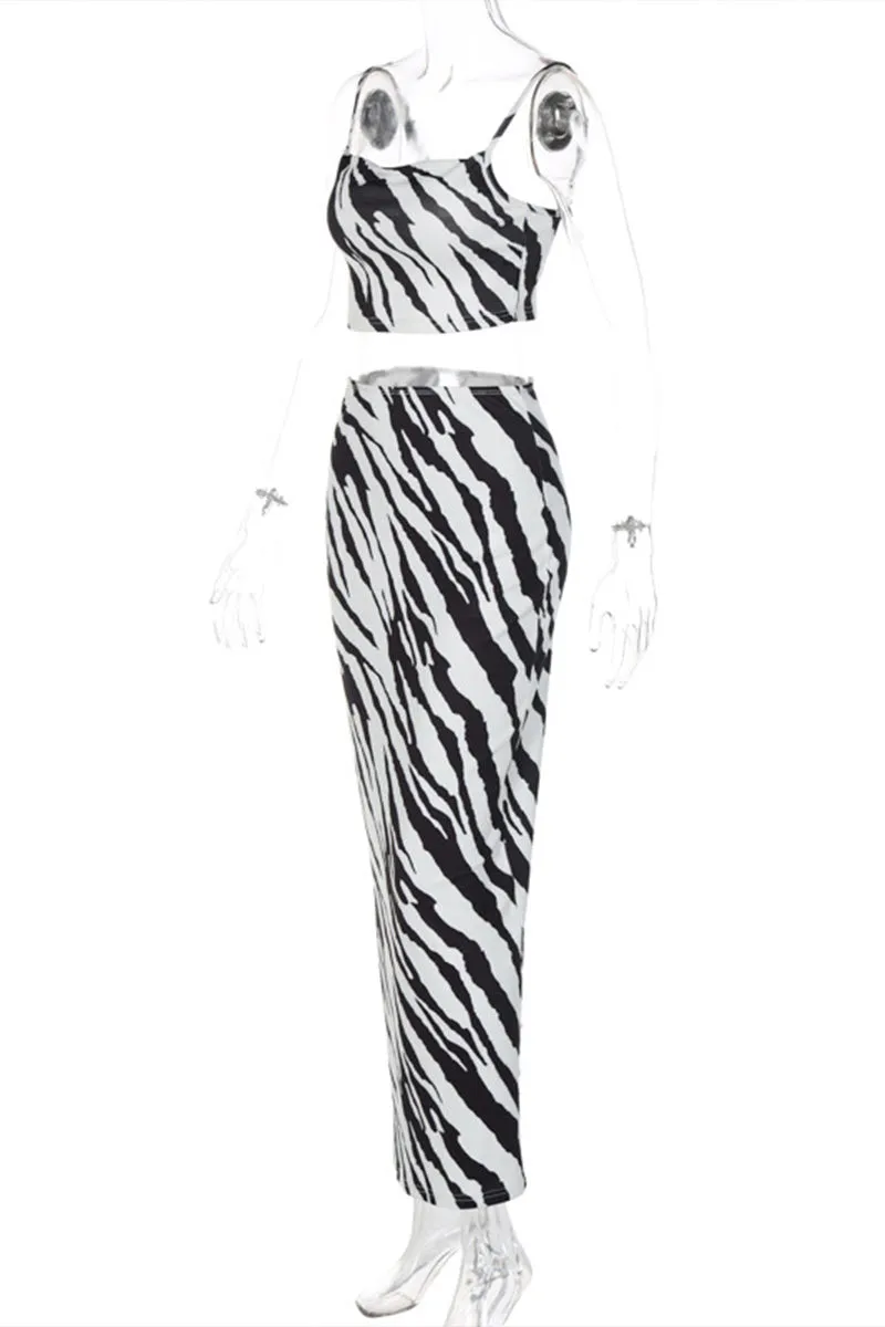 UNY40119 Mesh Bandaeu Top & Skirts Set