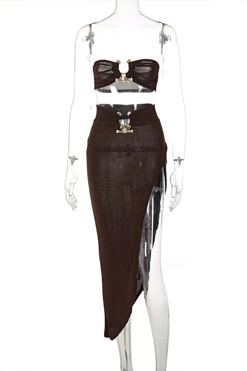 UNY40121 Velvet Bralette & Skirts Set