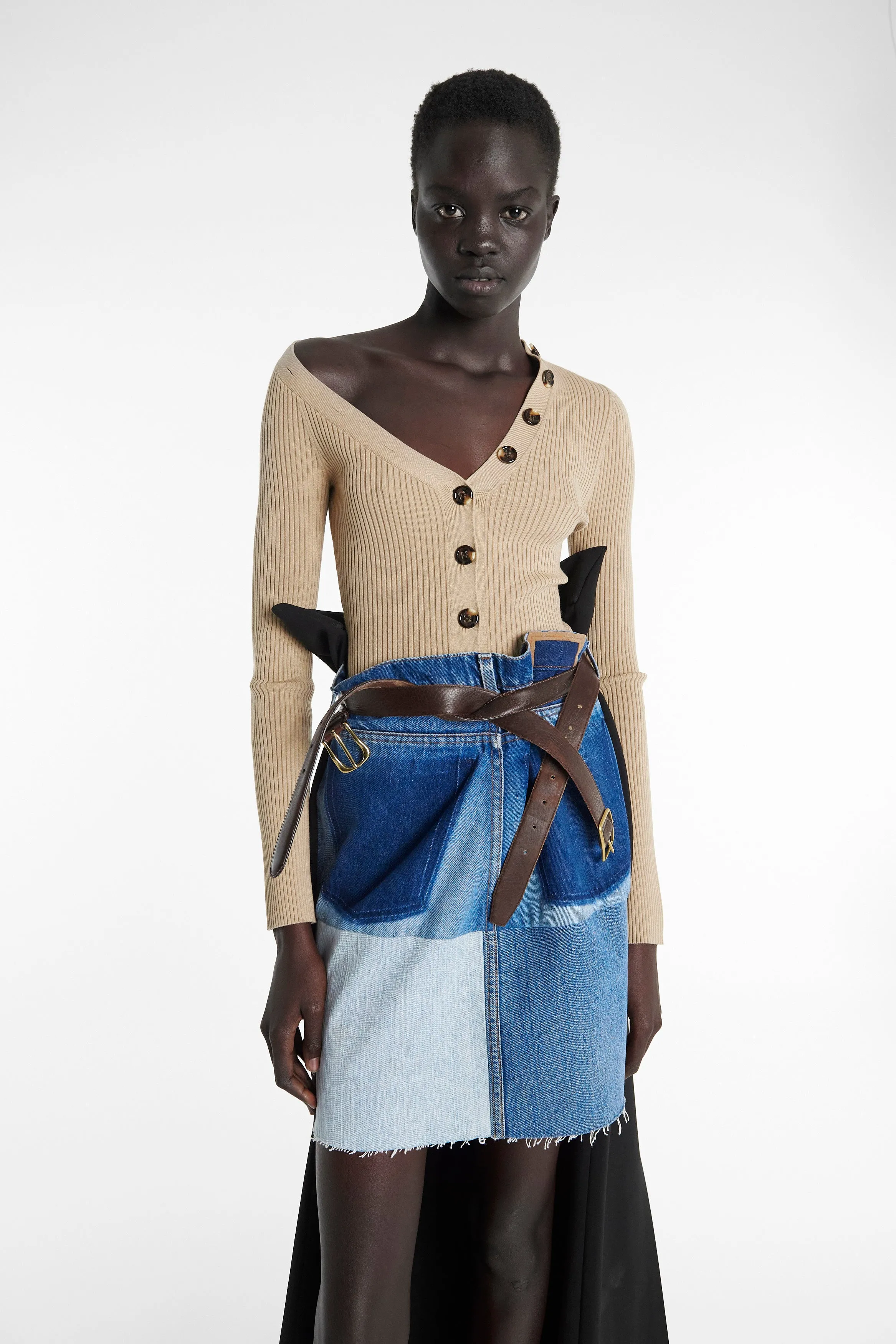 Upcycled Denim Skirt With Pant Detail Blue
