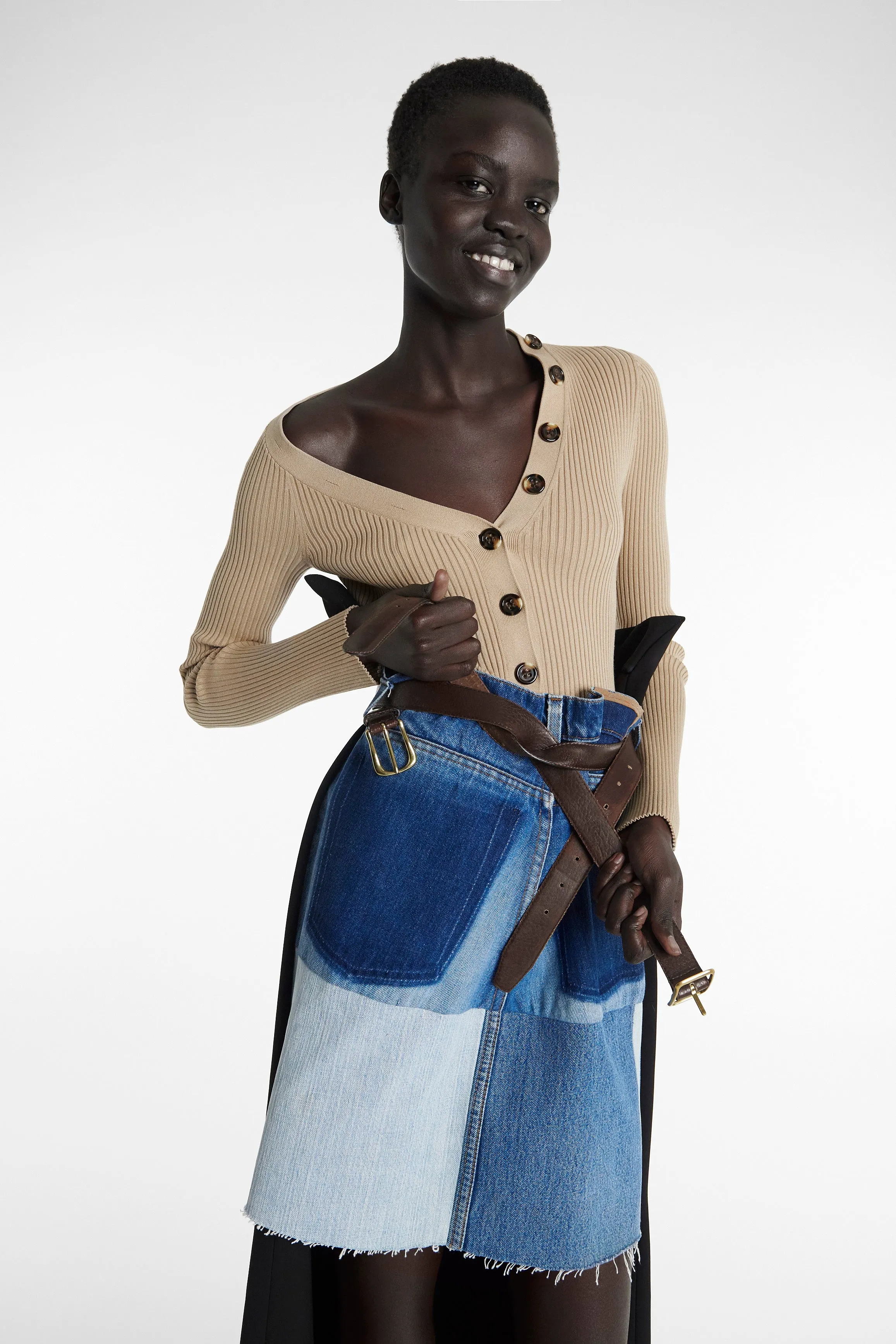 Upcycled Denim Skirt With Pant Detail Blue