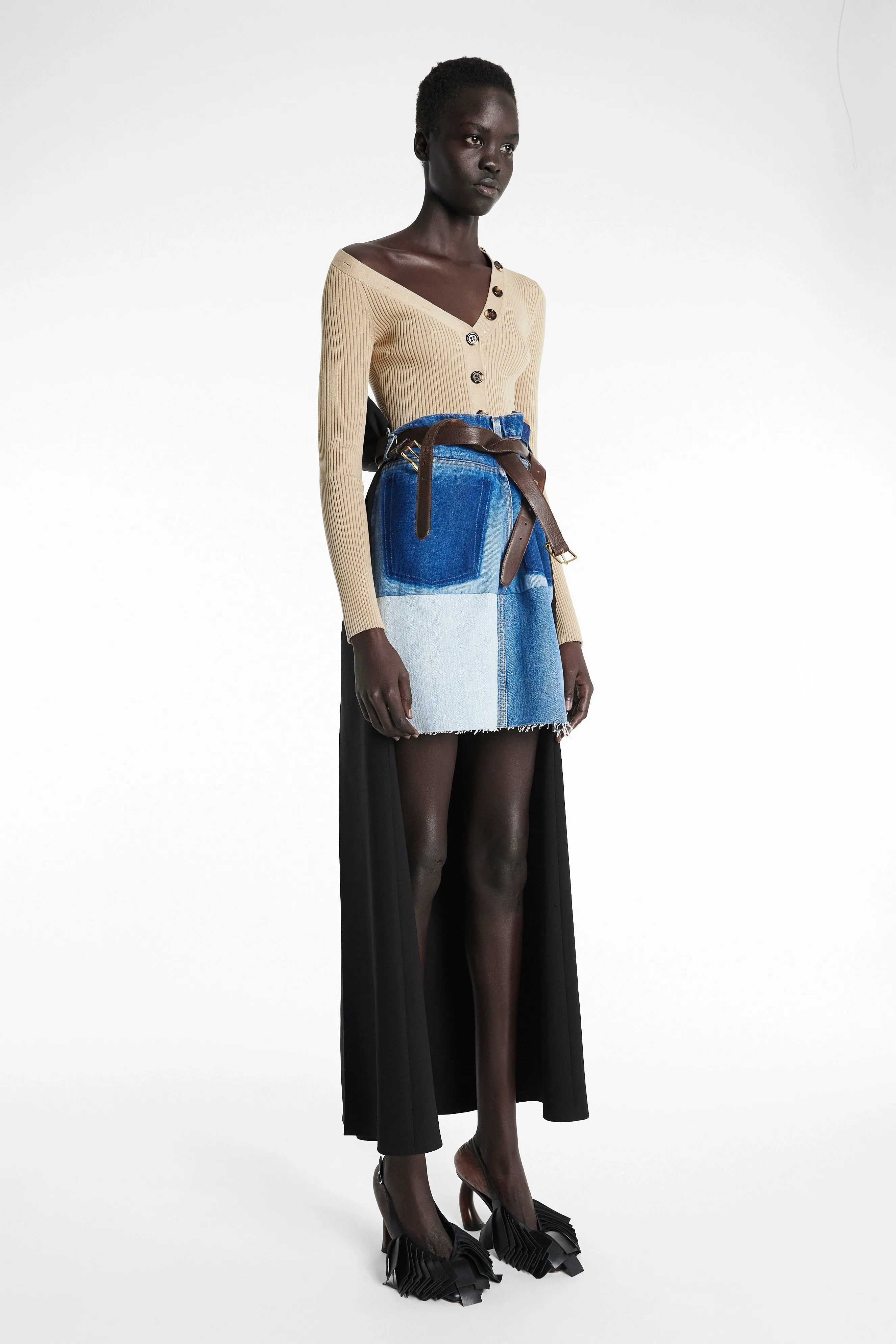 Upcycled Denim Skirt With Pant Detail Blue