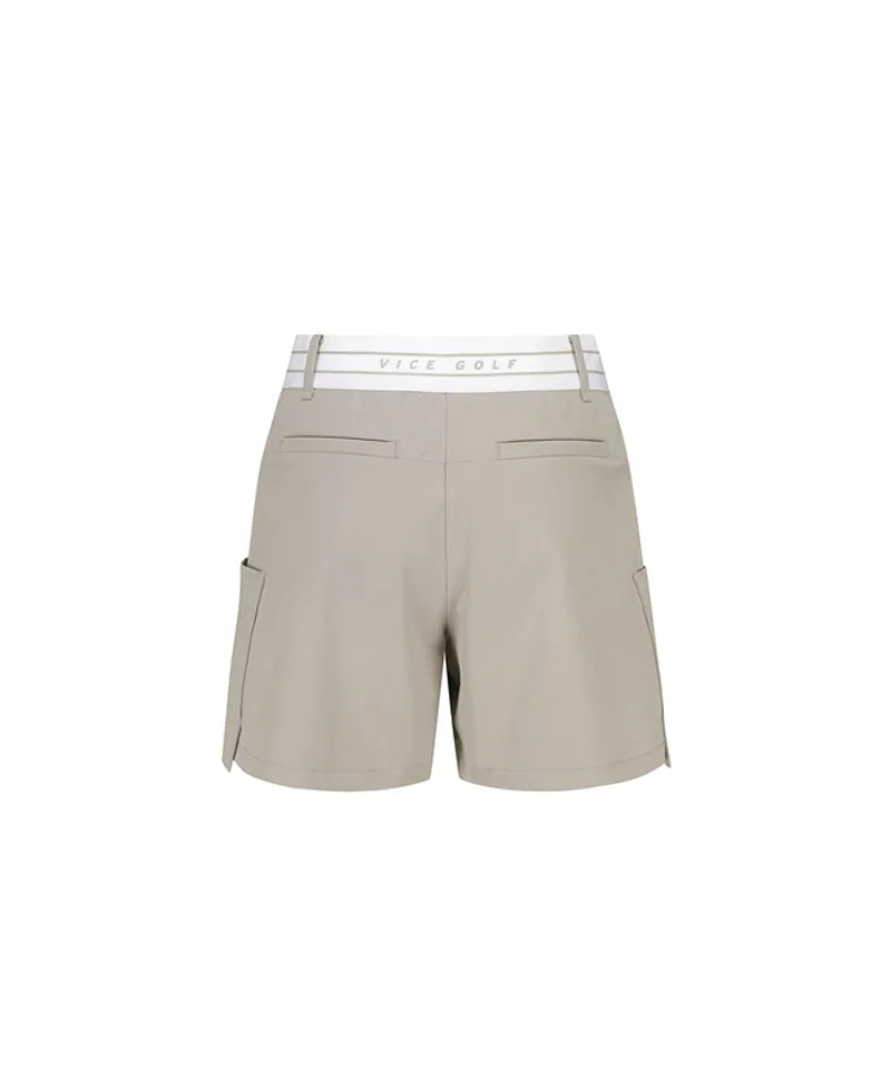 Vice Golf Atelier Women's Wrap Pocket Point Half Pants - D/Beige