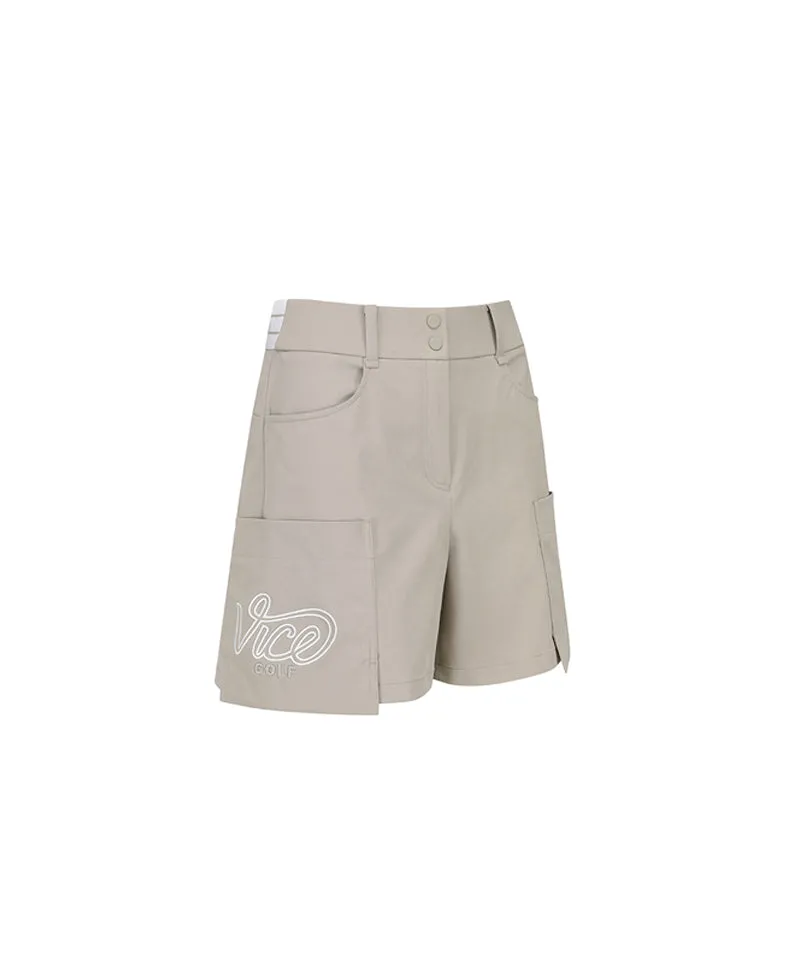 Vice Golf Atelier Women's Wrap Pocket Point Half Pants - D/Beige