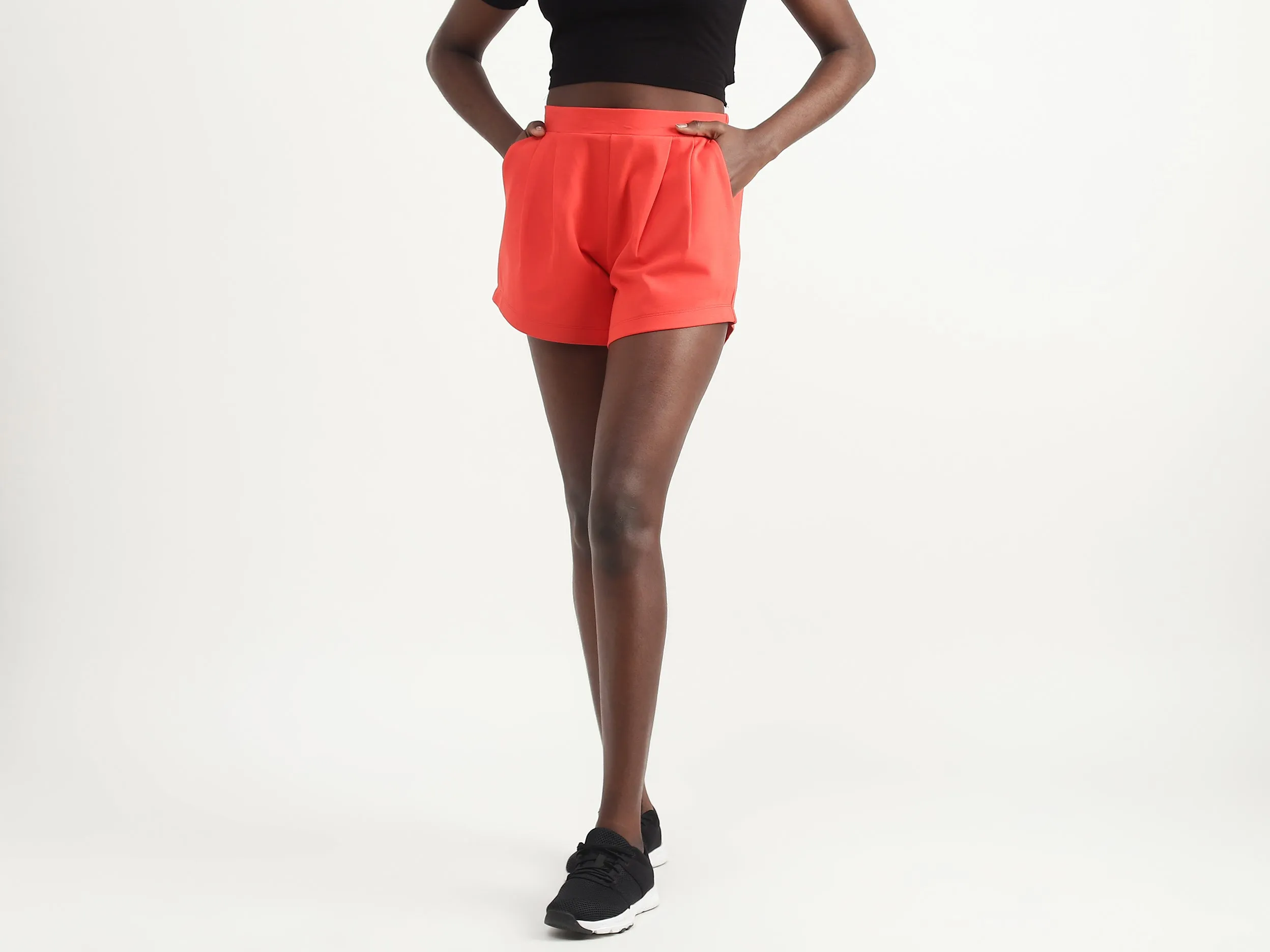 Viscose Blend Solid Regular Length Women Shorts