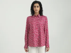 Viscose Printed Spread Collar Women Shirts
