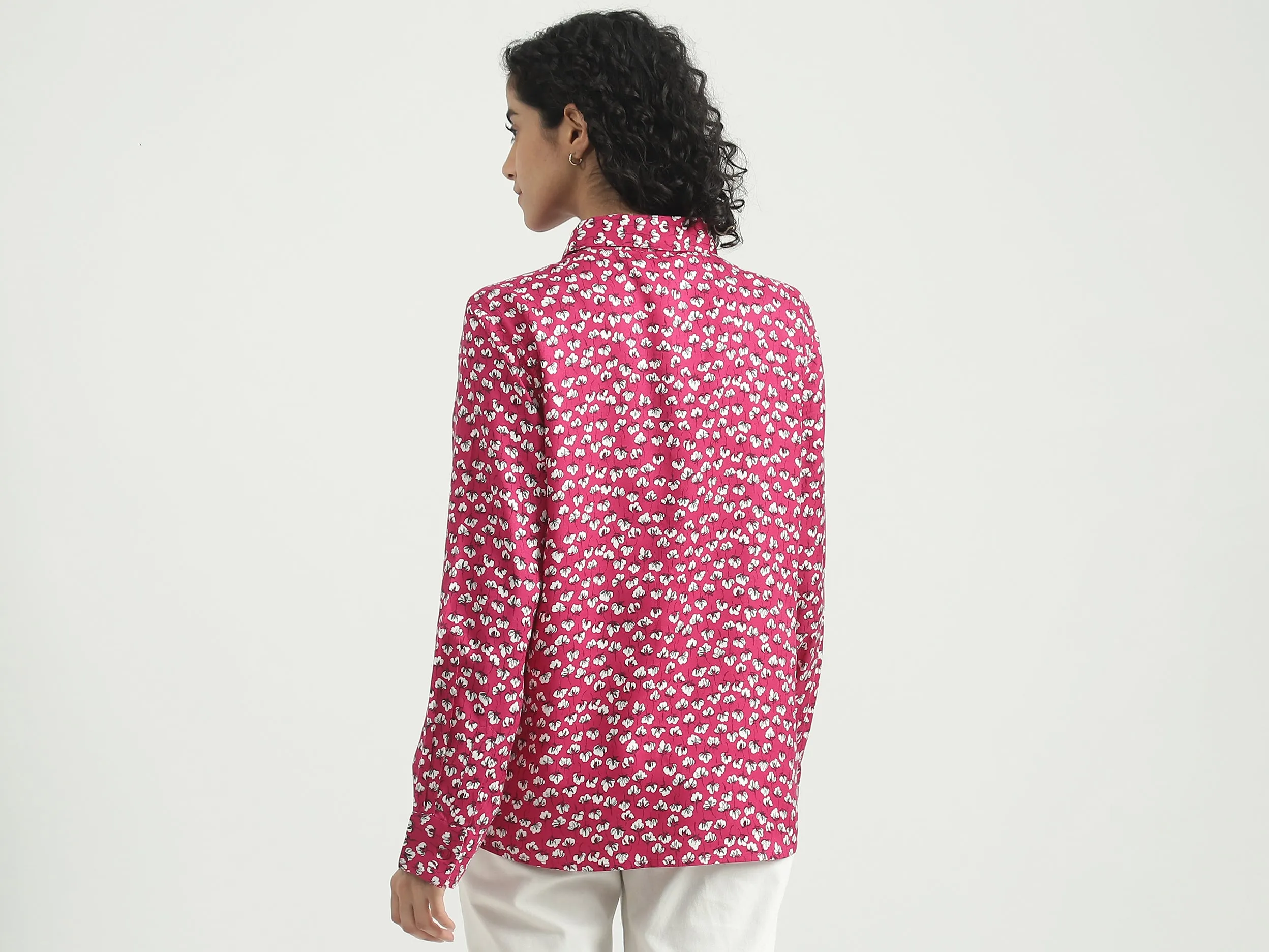 Viscose Printed Spread Collar Women Shirts
