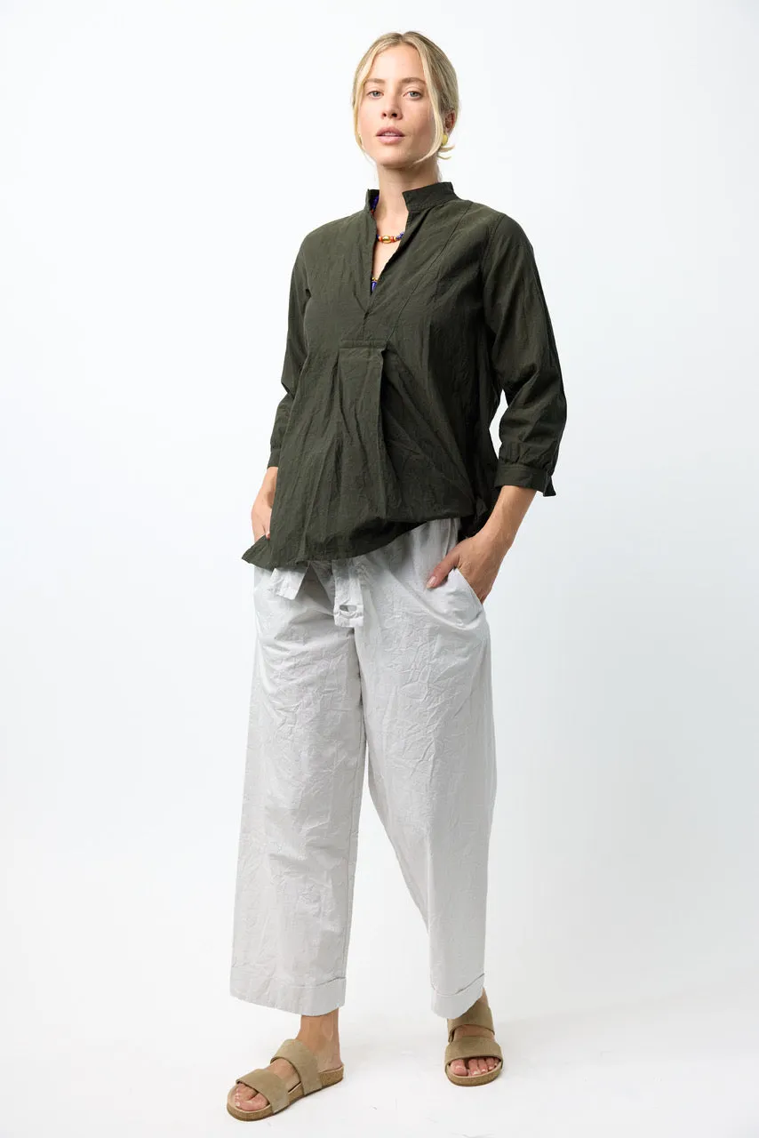 Washed Cotton Pants with Tie Front