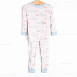 Watercolor Wonders Bamboo Pajama Set, Blue