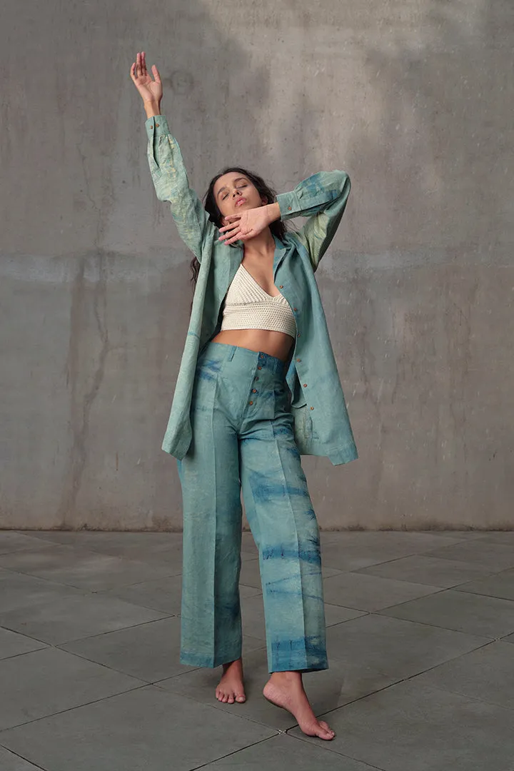 Waves Hemp Shirt Dress & Pants Co-ord Set