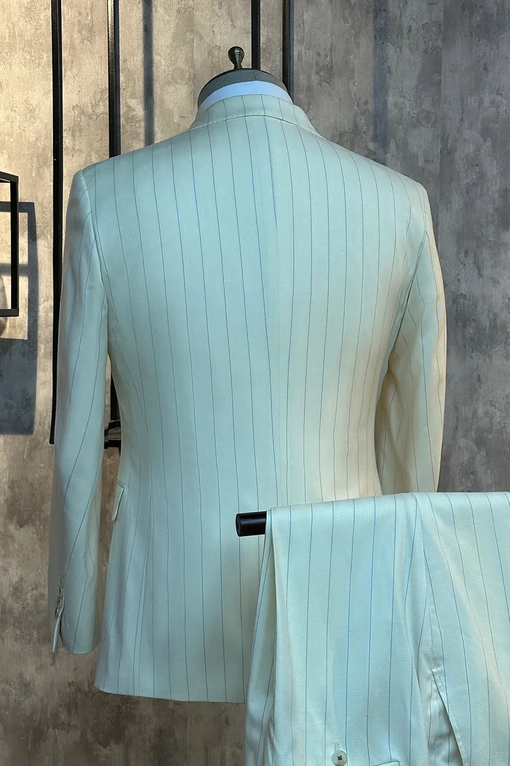 White Pinstriped 2 Piece Men's Wedding Suits