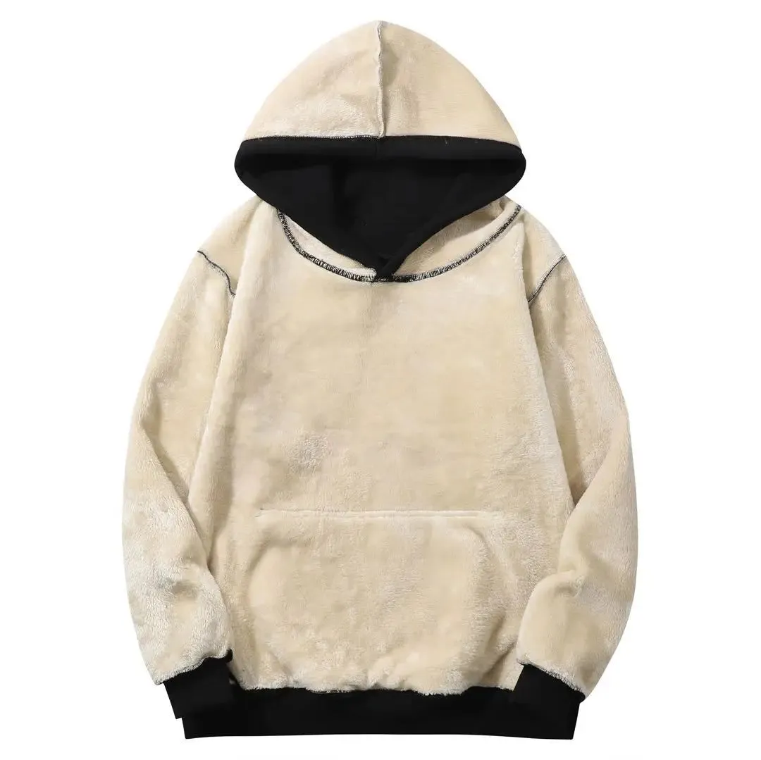 Winter Hoodie and Pants Set - Thicken Warm Lambswool Sweatshirt and Pants for Men