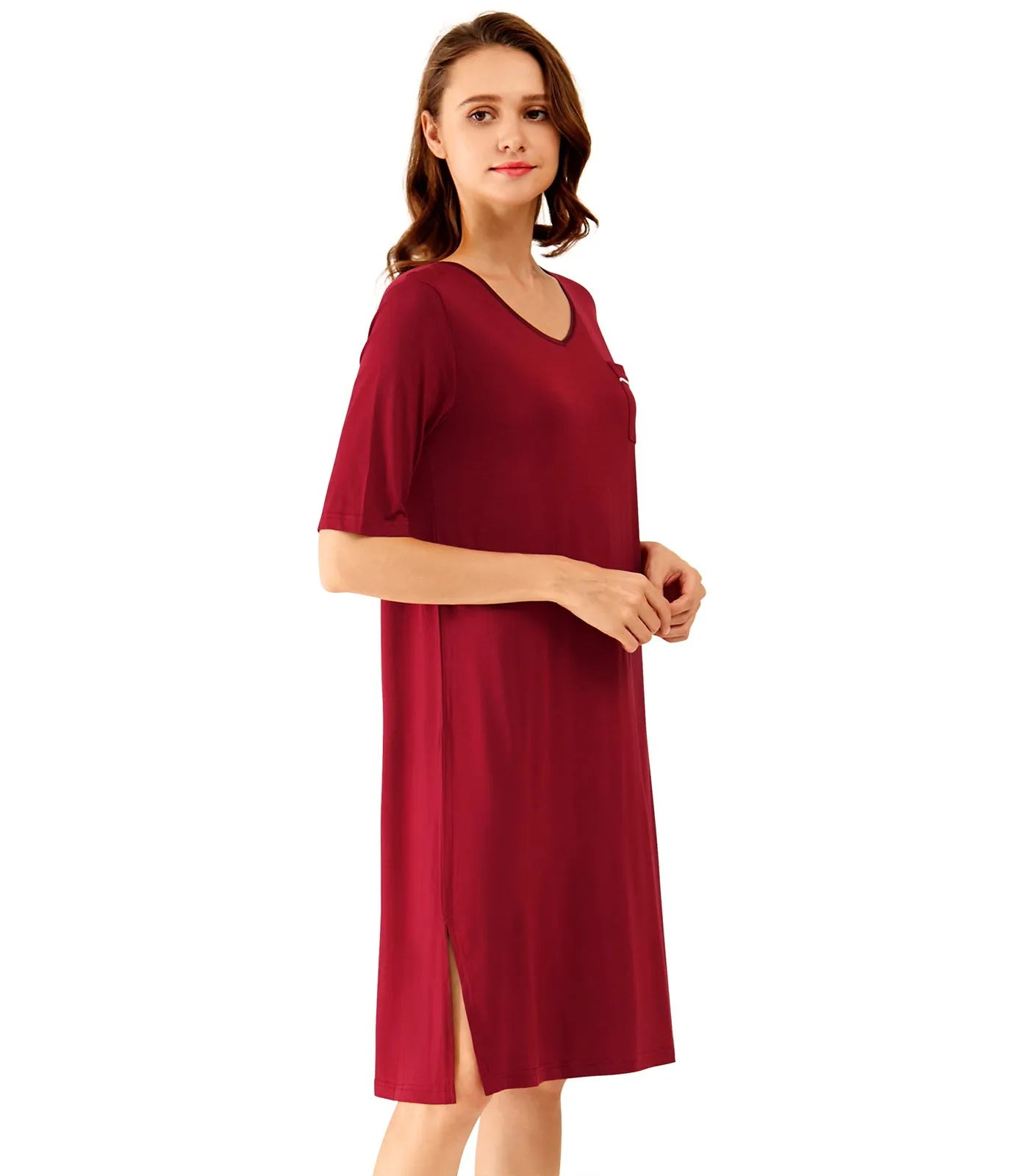 WiWi Soft Bamboo V Neck Nightgowns