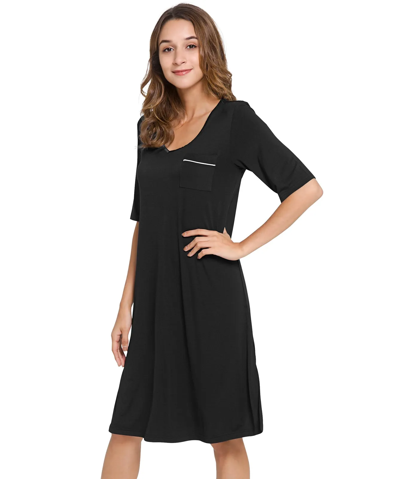 WiWi Soft Bamboo V Neck Nightgowns