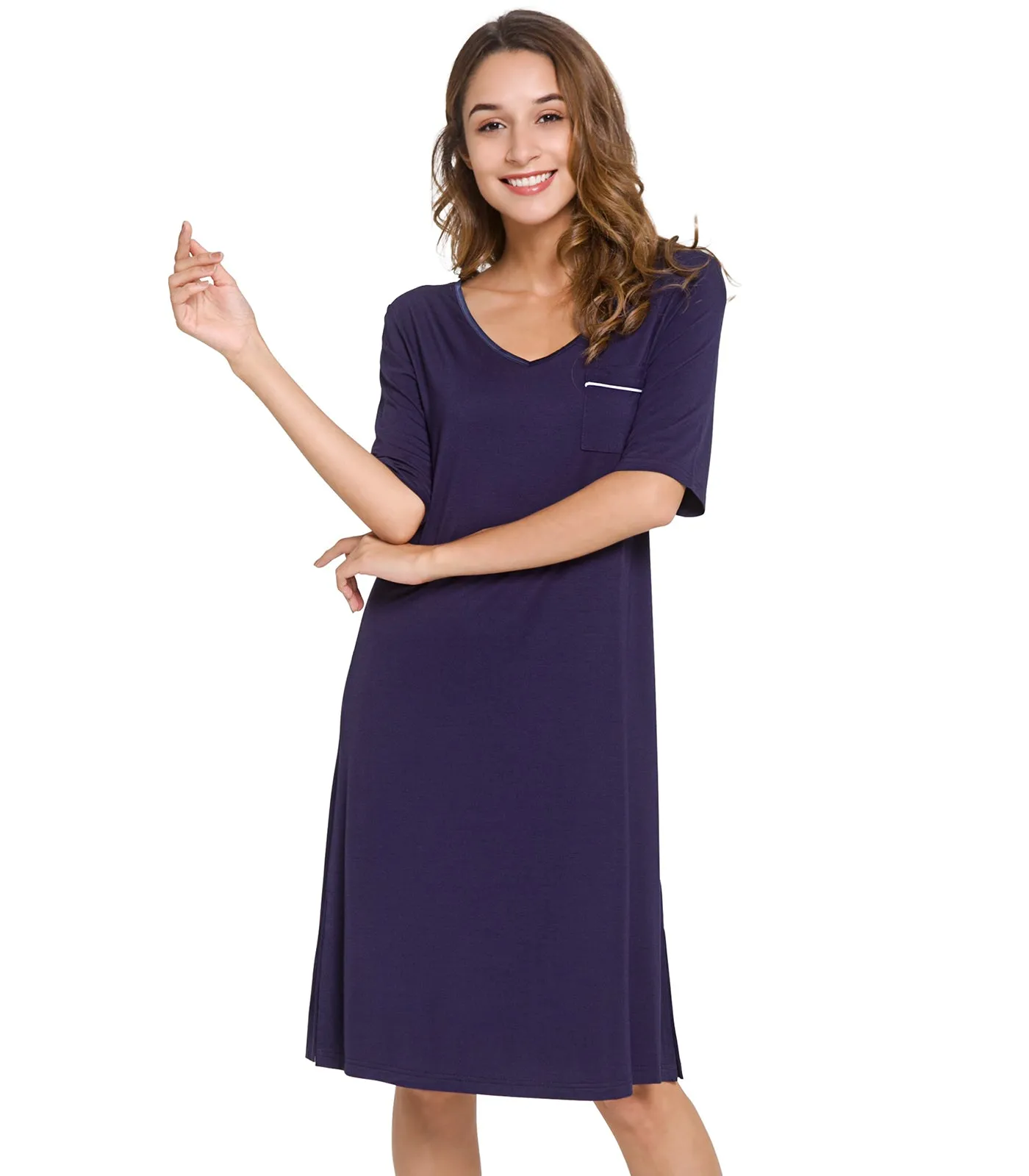 WiWi Soft Bamboo V Neck Nightgowns