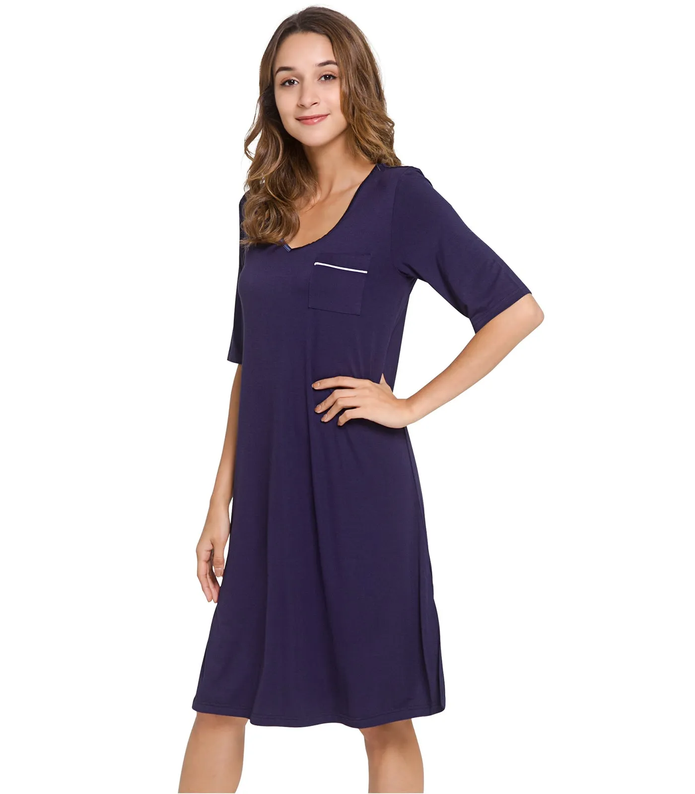 WiWi Soft Bamboo V Neck Nightgowns