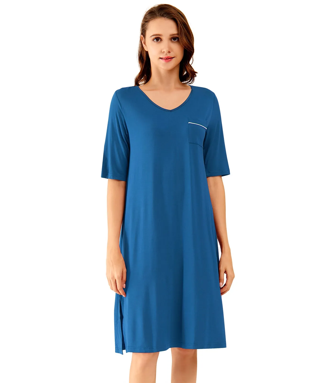 WiWi Soft Bamboo V Neck Nightgowns