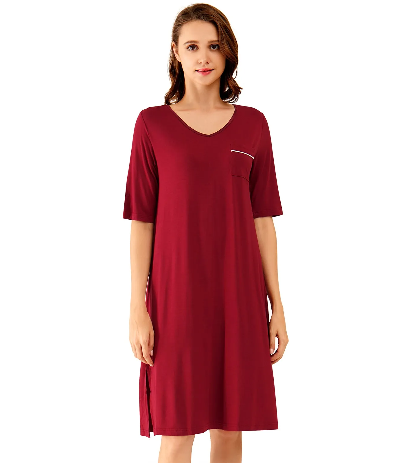 WiWi Soft Bamboo V Neck Nightgowns
