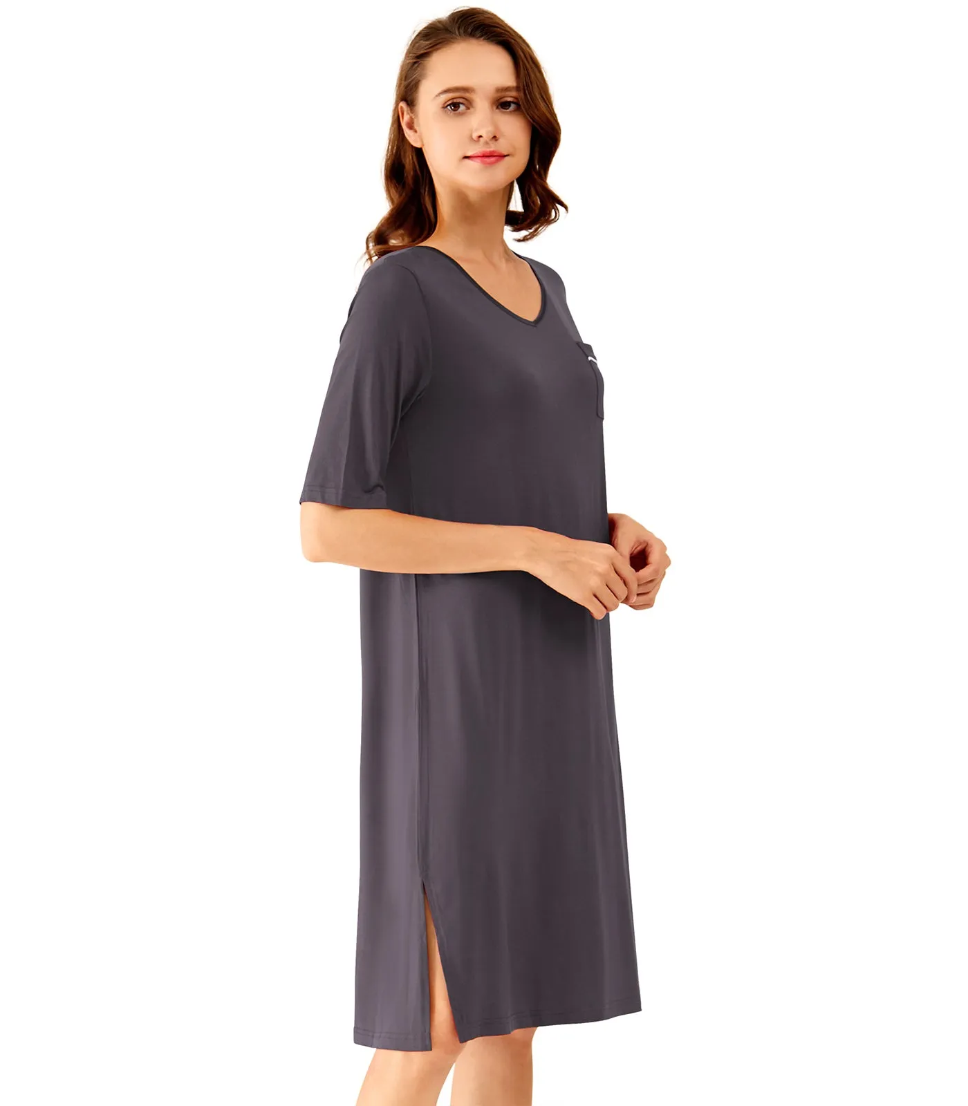 WiWi Soft Bamboo V Neck Nightgowns