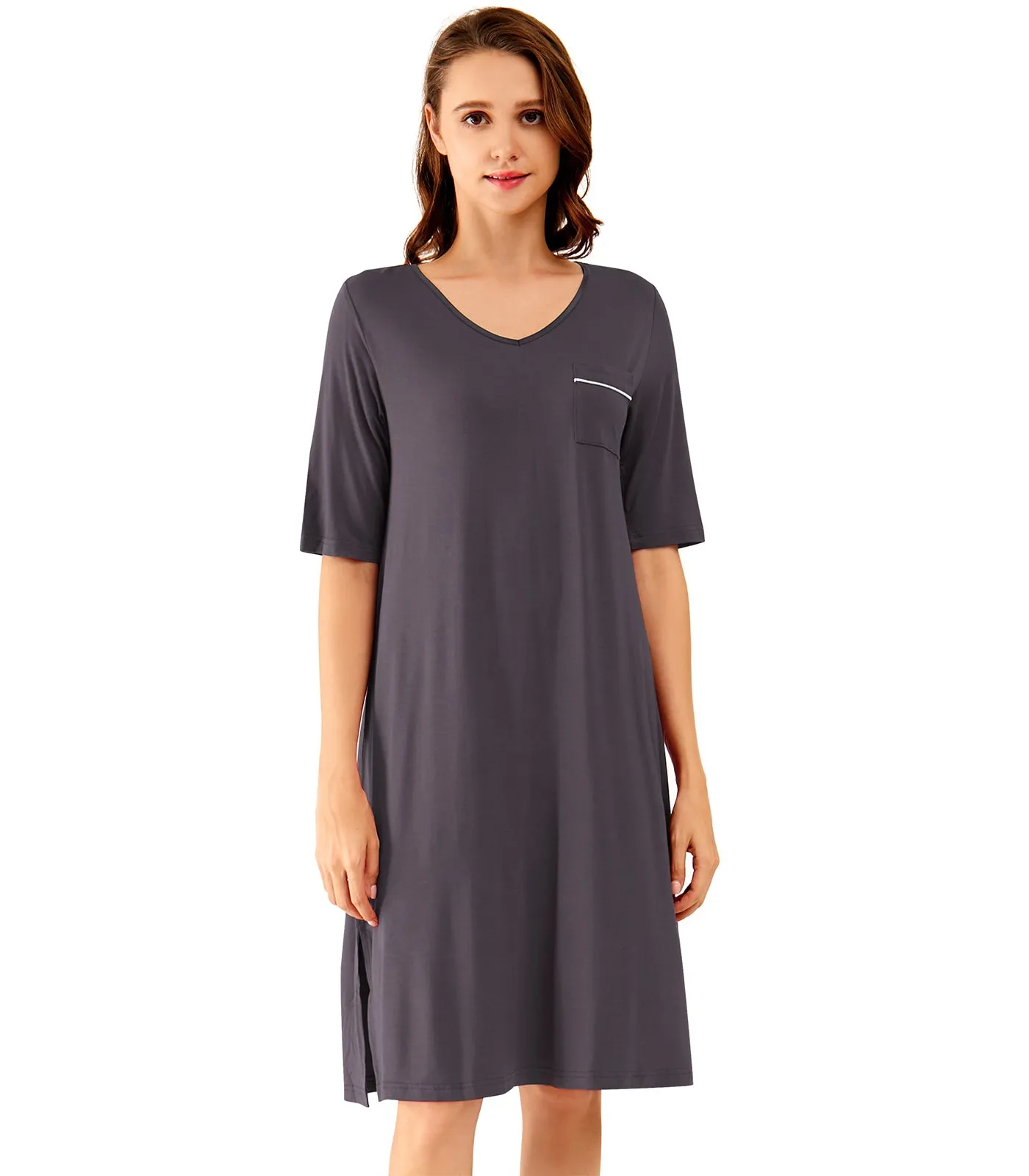 WiWi Soft Bamboo V Neck Nightgowns