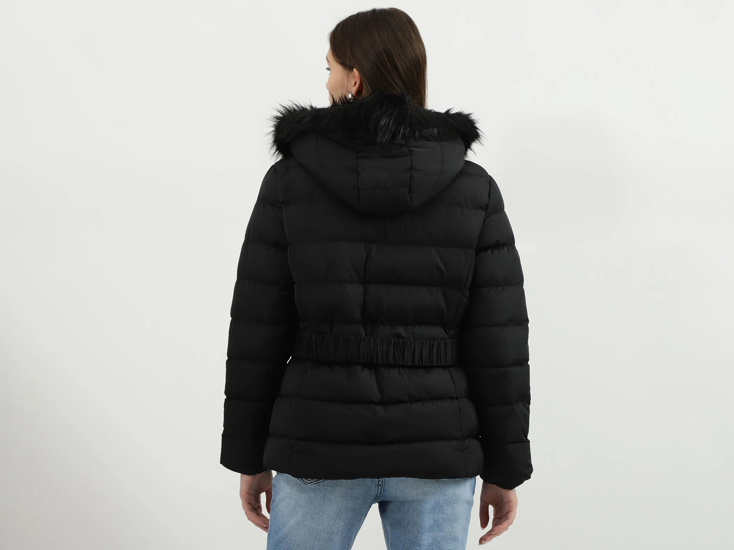 Women Solid High Neck Jacket