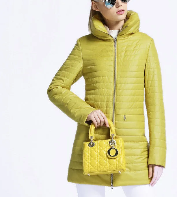 Women Thin Cotton-padded jacket coat spring autumn High Quality Quilting Parka leisure European Style outwear