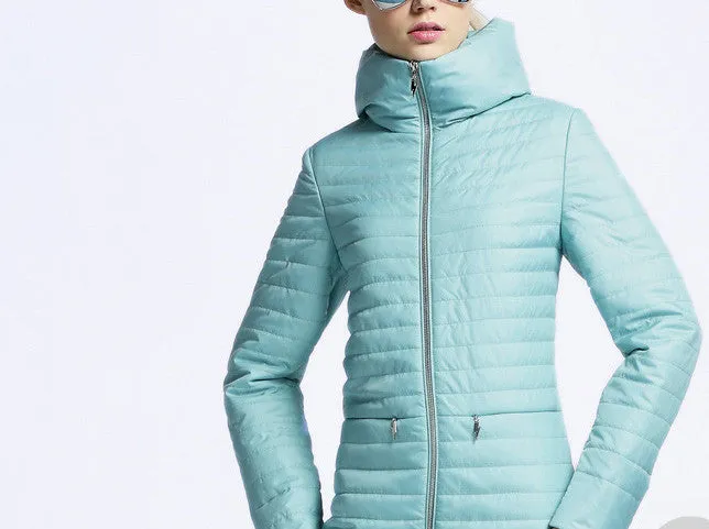 Women Thin Cotton-padded jacket coat spring autumn High Quality Quilting Parka leisure European Style outwear