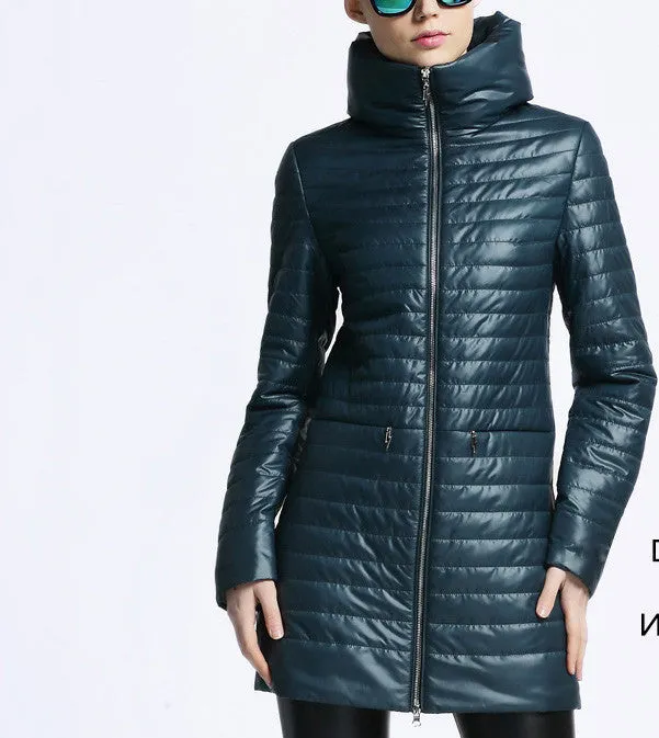 Women Thin Cotton-padded jacket coat spring autumn High Quality Quilting Parka leisure European Style outwear