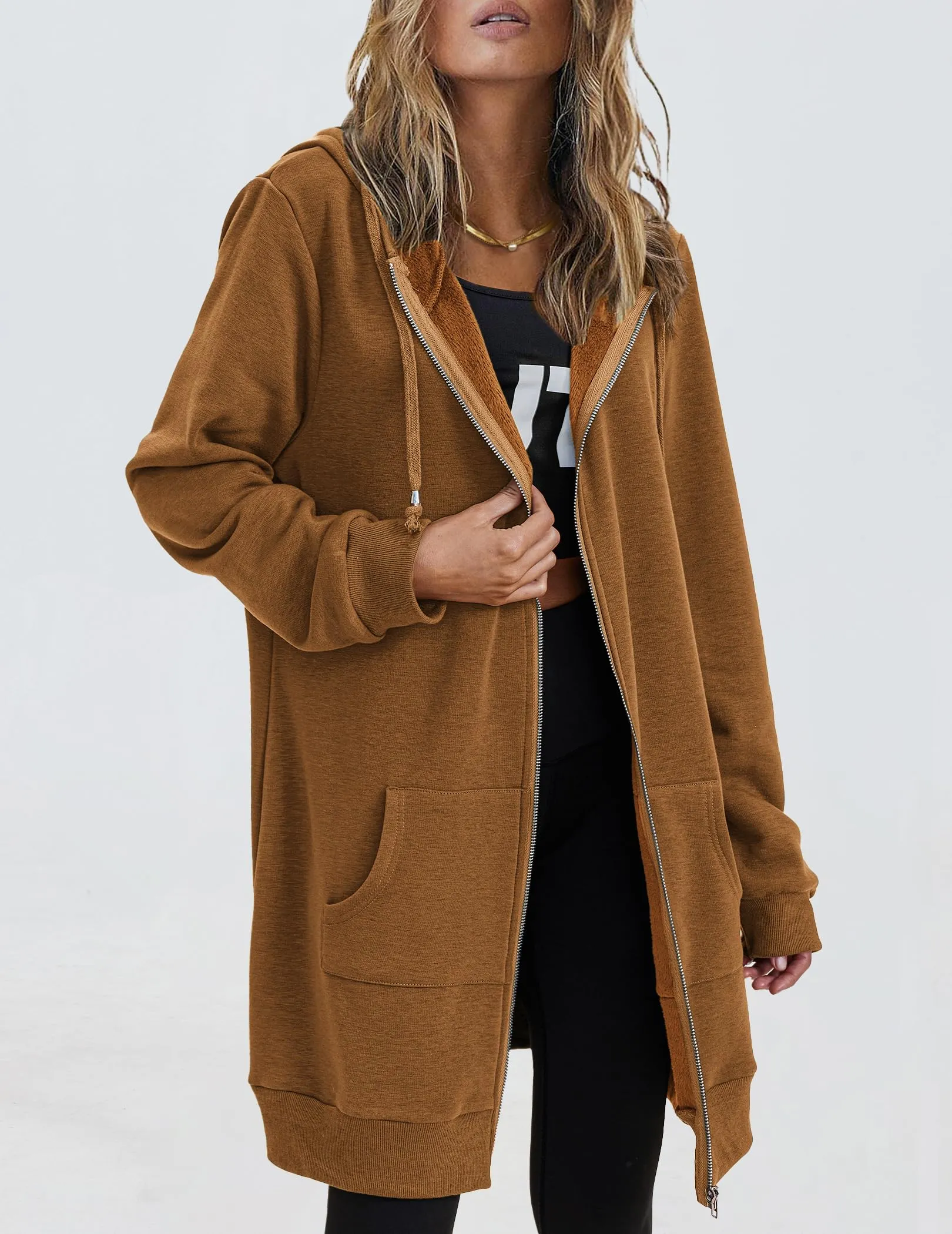 Women's Oversized Hooded Zip Up Fleece Jackets (Buy 2 Free Shipping)