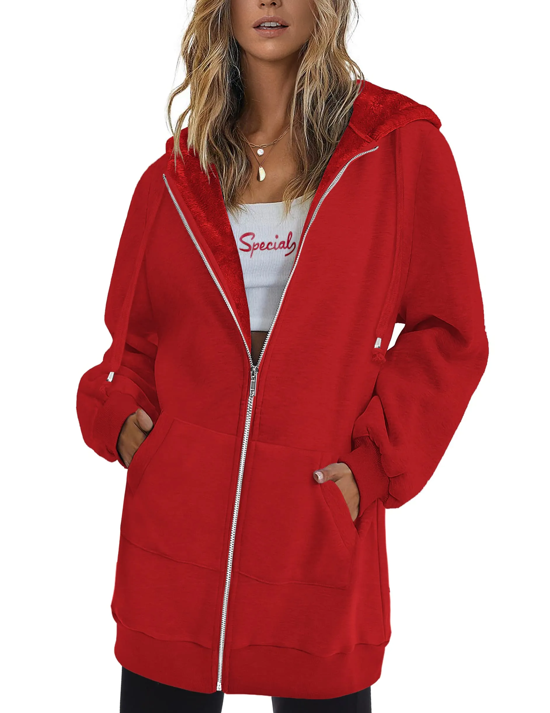 Women's Oversized Hooded Zip Up Fleece Jackets (Buy 2 Free Shipping)