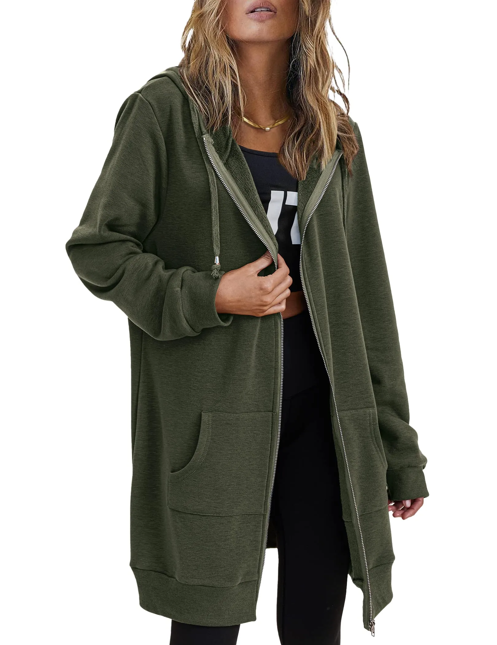 Women's Oversized Hooded Zip Up Fleece Jackets (Buy 2 Free Shipping)