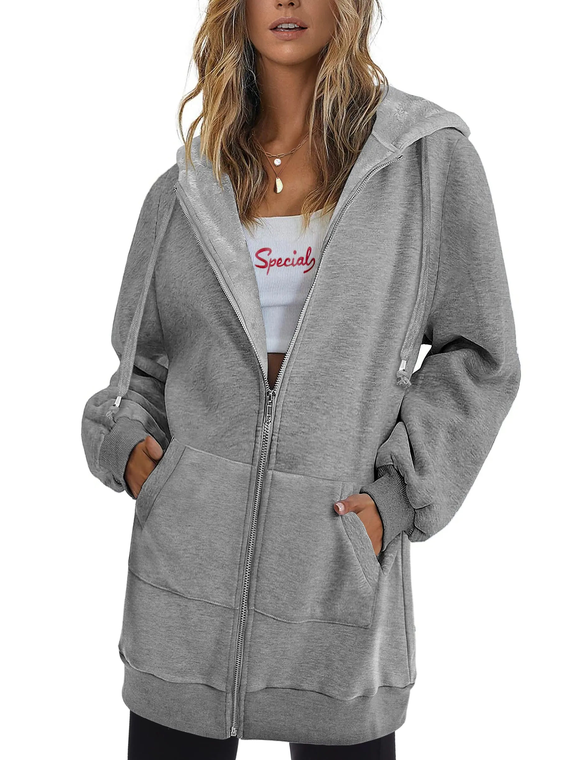 Women's Oversized Hooded Zip Up Fleece Jackets (Buy 2 Free Shipping)