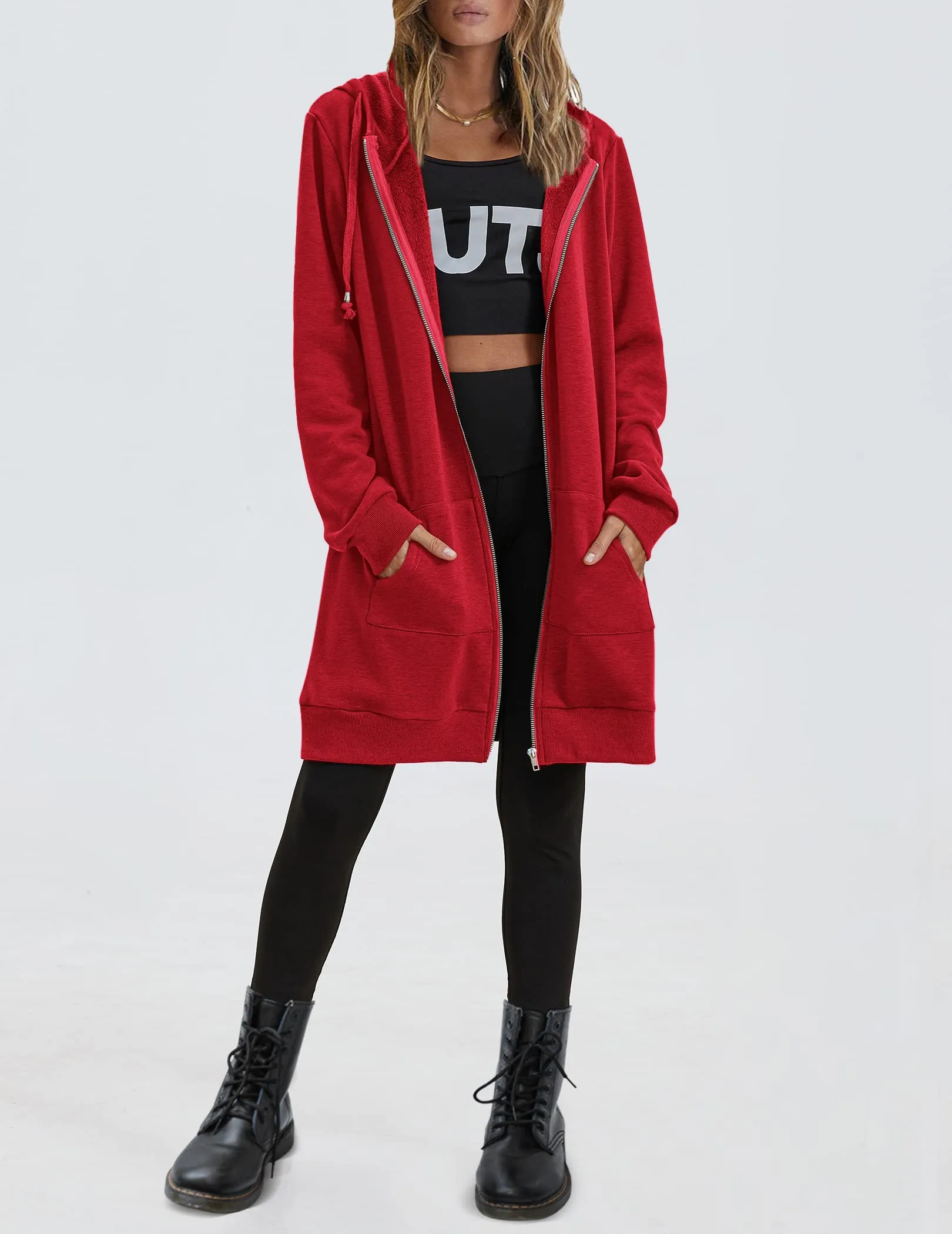 Women's Oversized Hooded Zip Up Fleece Jackets (Buy 2 Free Shipping)