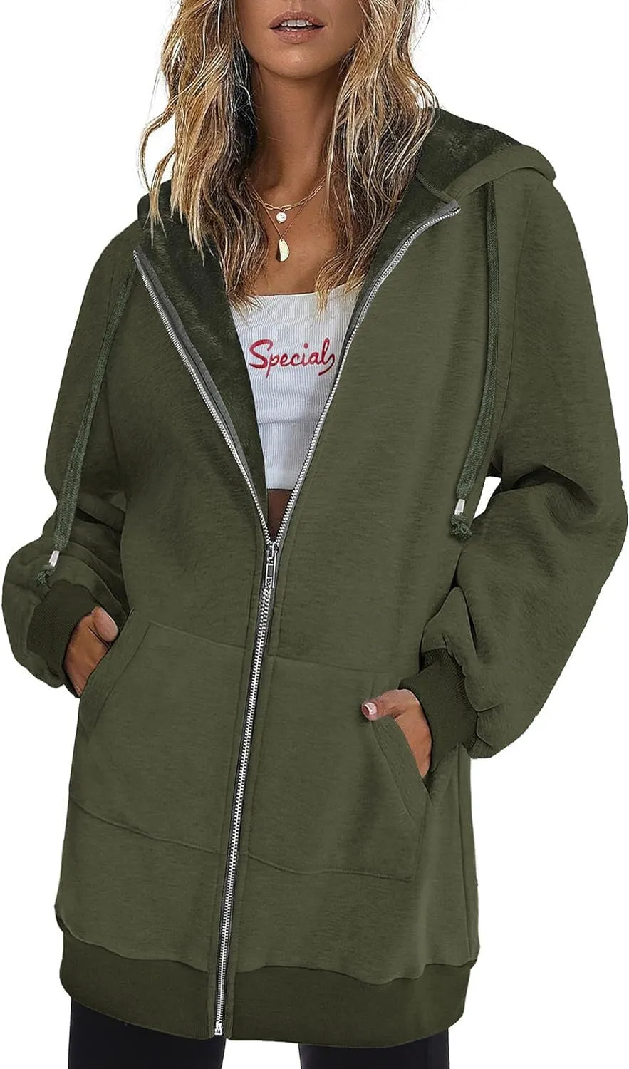 Women's Oversized Hooded Zip Up Fleece Jackets (Buy 2 Free Shipping)