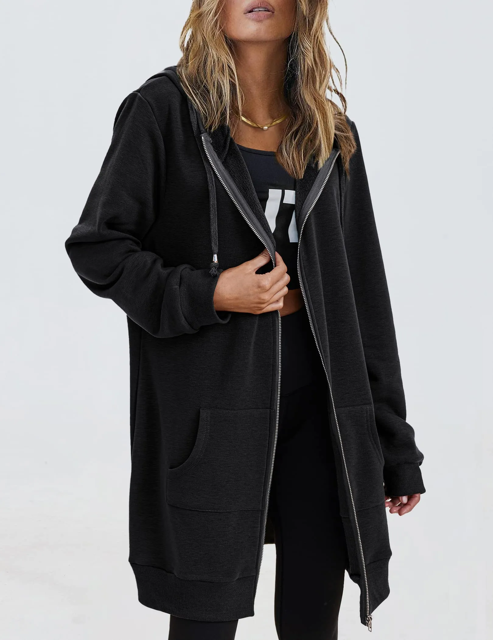 Women's Oversized Hooded Zip Up Fleece Jackets (Buy 2 Free Shipping)