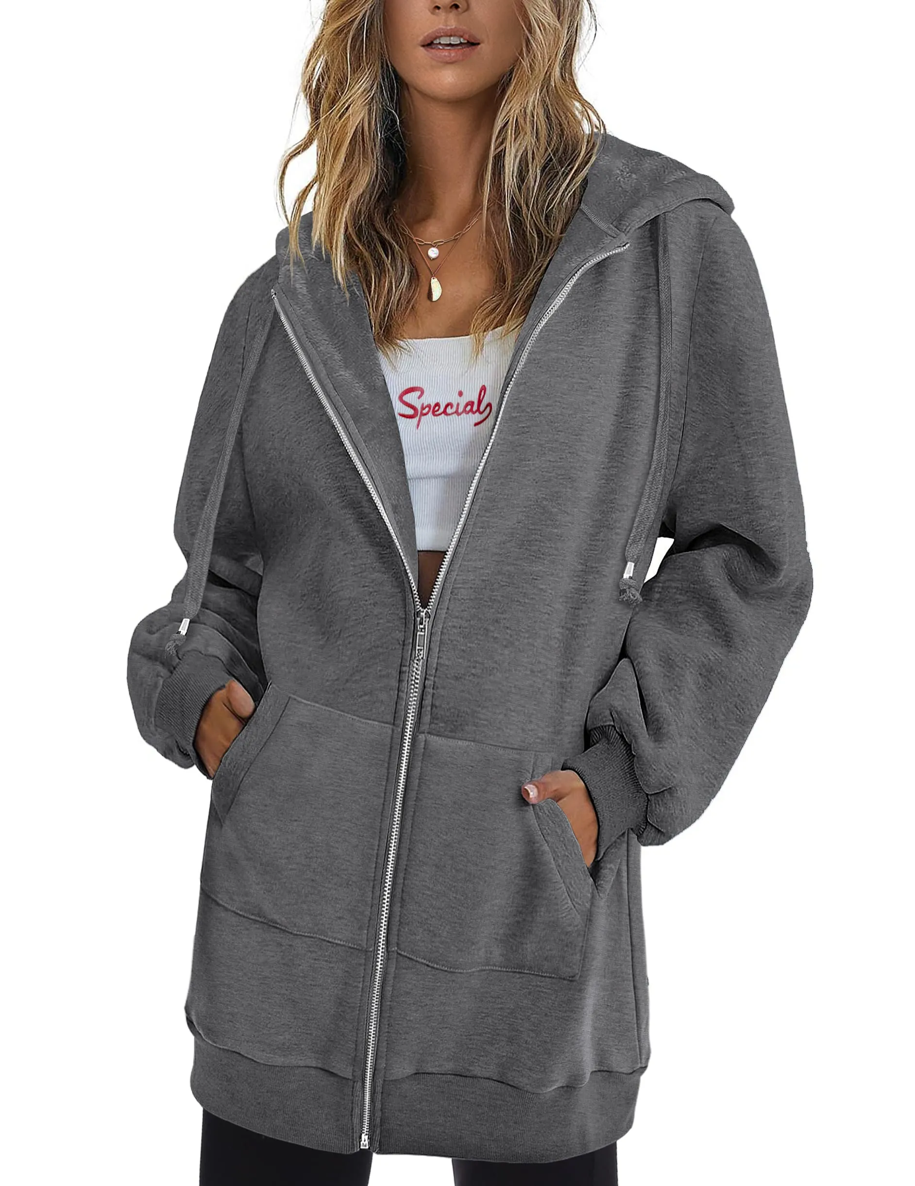 Women's Oversized Hooded Zip Up Fleece Jackets (Buy 2 Free Shipping)