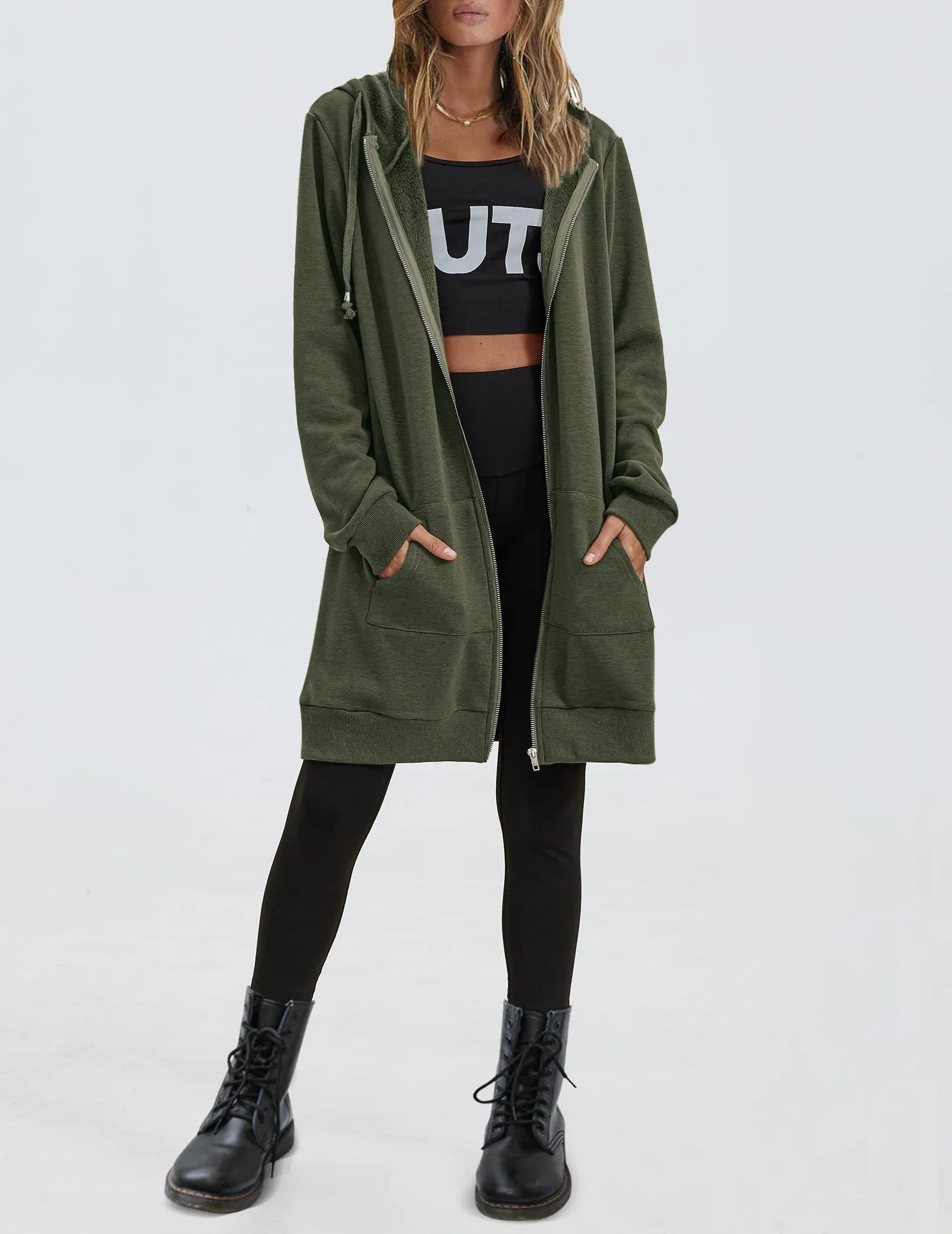 Women's Oversized Hooded Zip Up Fleece Jackets (Buy 2 Free Shipping)