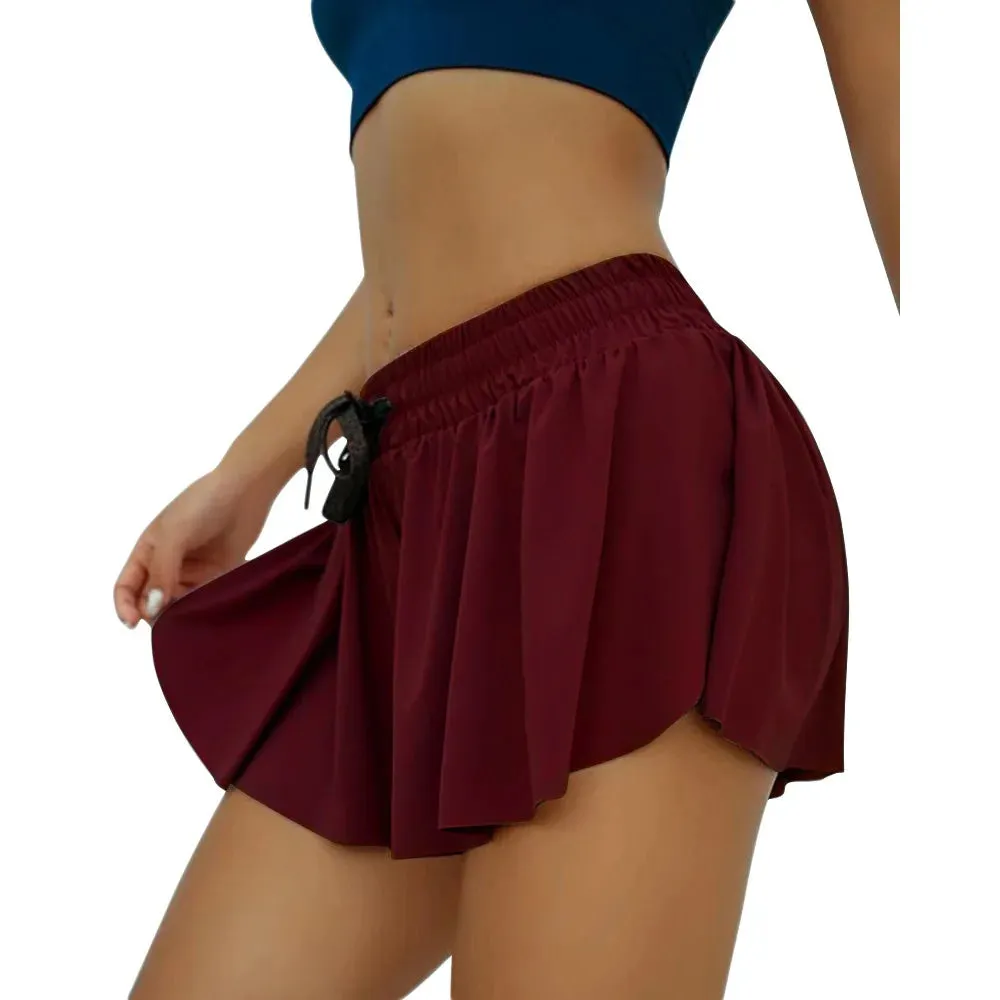 Women's Sexy Tennis Skirts - Jogging Sports Yoga Shorts Skirt, Badminton Skirt with Anti-Exposure Fitness High Waist Gym Double Shorts