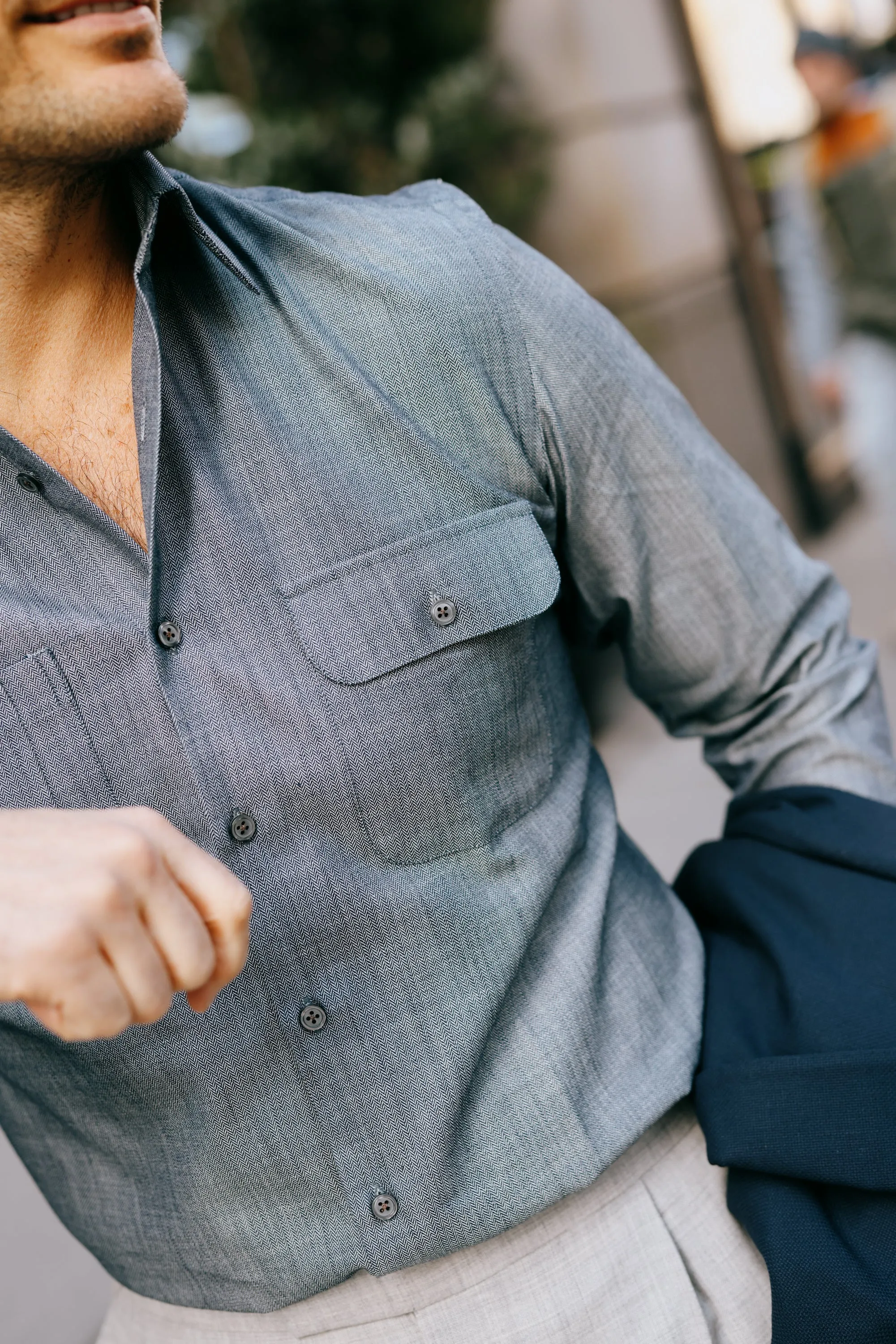 Workshirt in Indigo Herringbone Denim