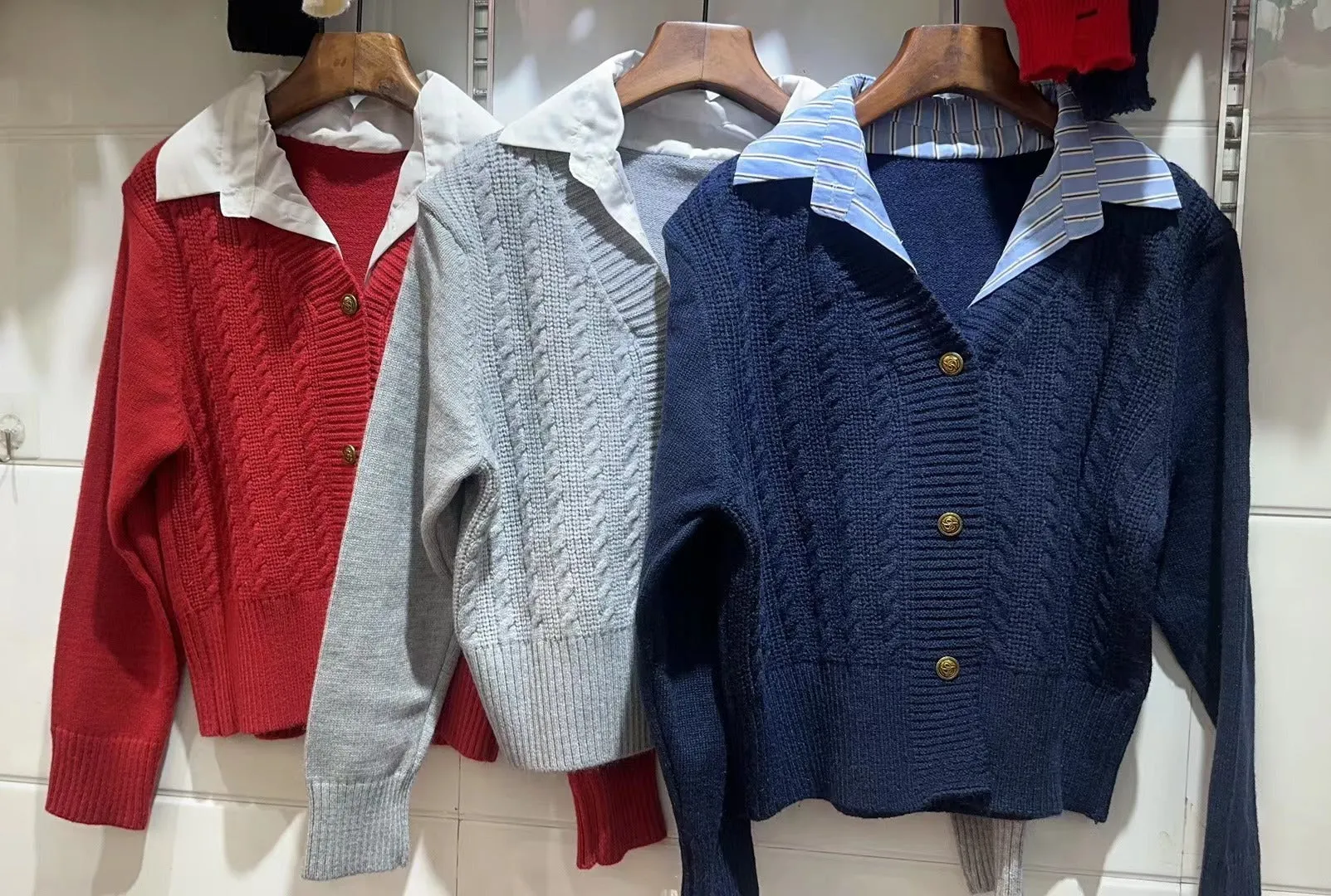 XIEYINSHE New autumn and winter courtyard style knitted cardigan loose twist versatile and thin simple splicing sweater women's top jacket
