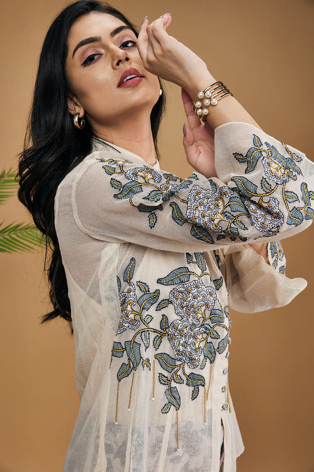 Yasmin Applique Shirt Top With Pants